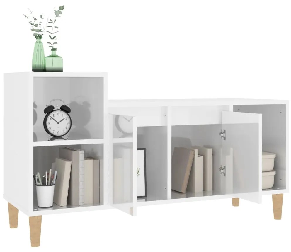 Móvel para TV 100x35x55 cm derivados madeira branco brilhante