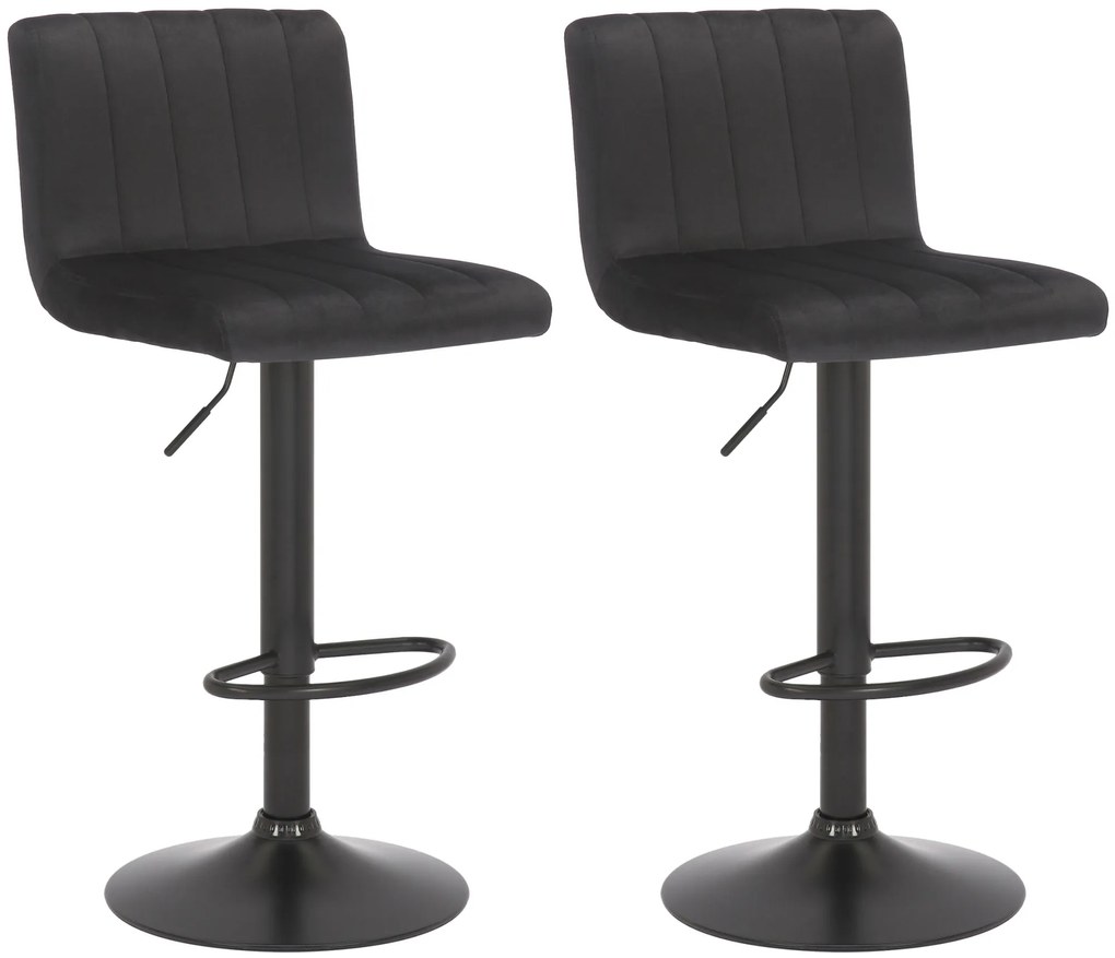 Conjunto de 2 bancos de bar Jamie com revestimento em veludo 87-107 x 41 x 49 cm Preto