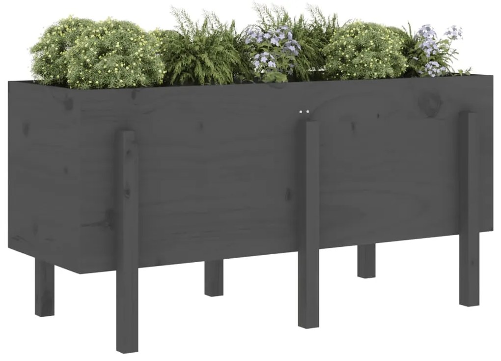 Canteiro elevado de jardim 121x50x57 cm pinho maciço cinzento