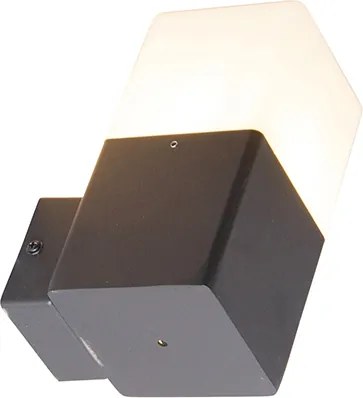 Candeeiro de parede exterior preto com difusor branco opalino IP44 - Denmark