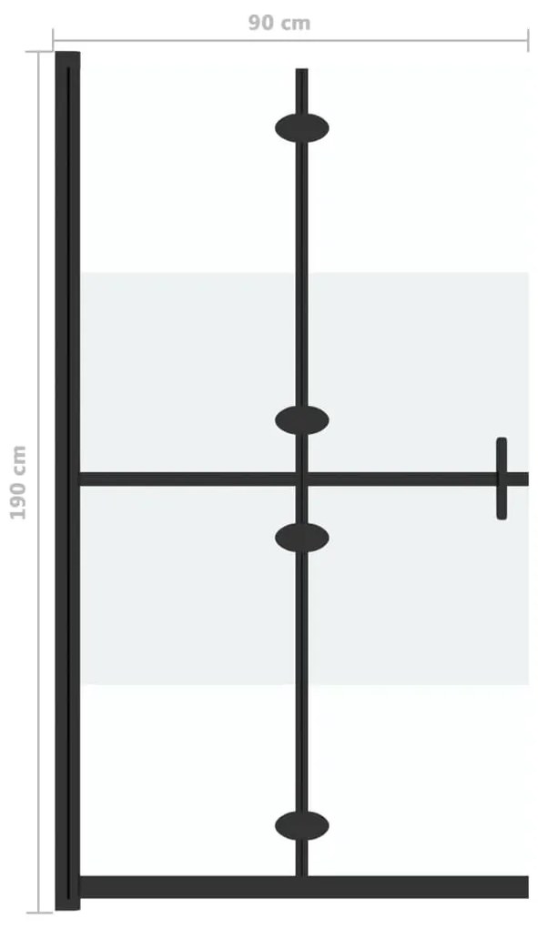 Divisória chuveiro dobrável 90x190 cm meio vidro fosco ESG