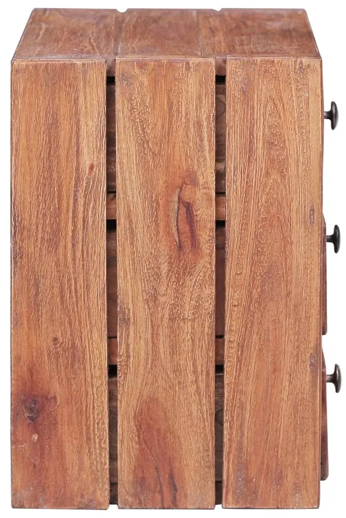 Mesa cabeceira 3 gavetas 35x25x35 cm madeira de mogno maciça
