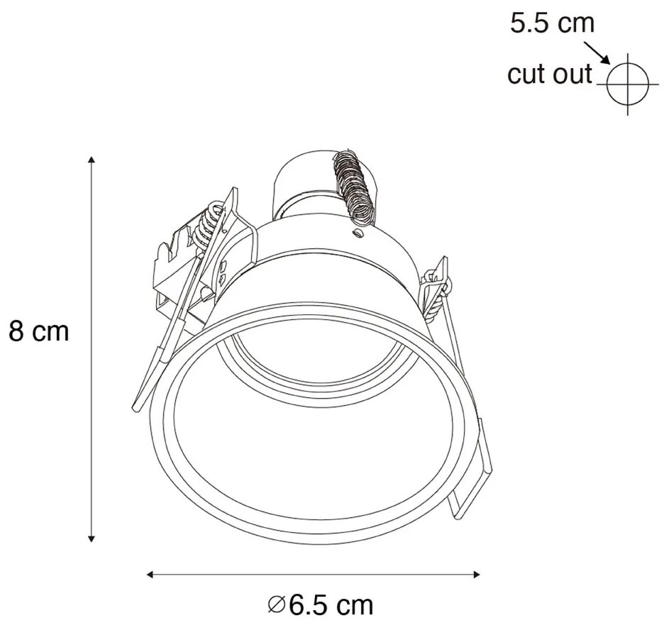 Conjunto de 6 Focos de Encastrar Modernos Pretos com Dourado GU10 35mm IP44 - Dept