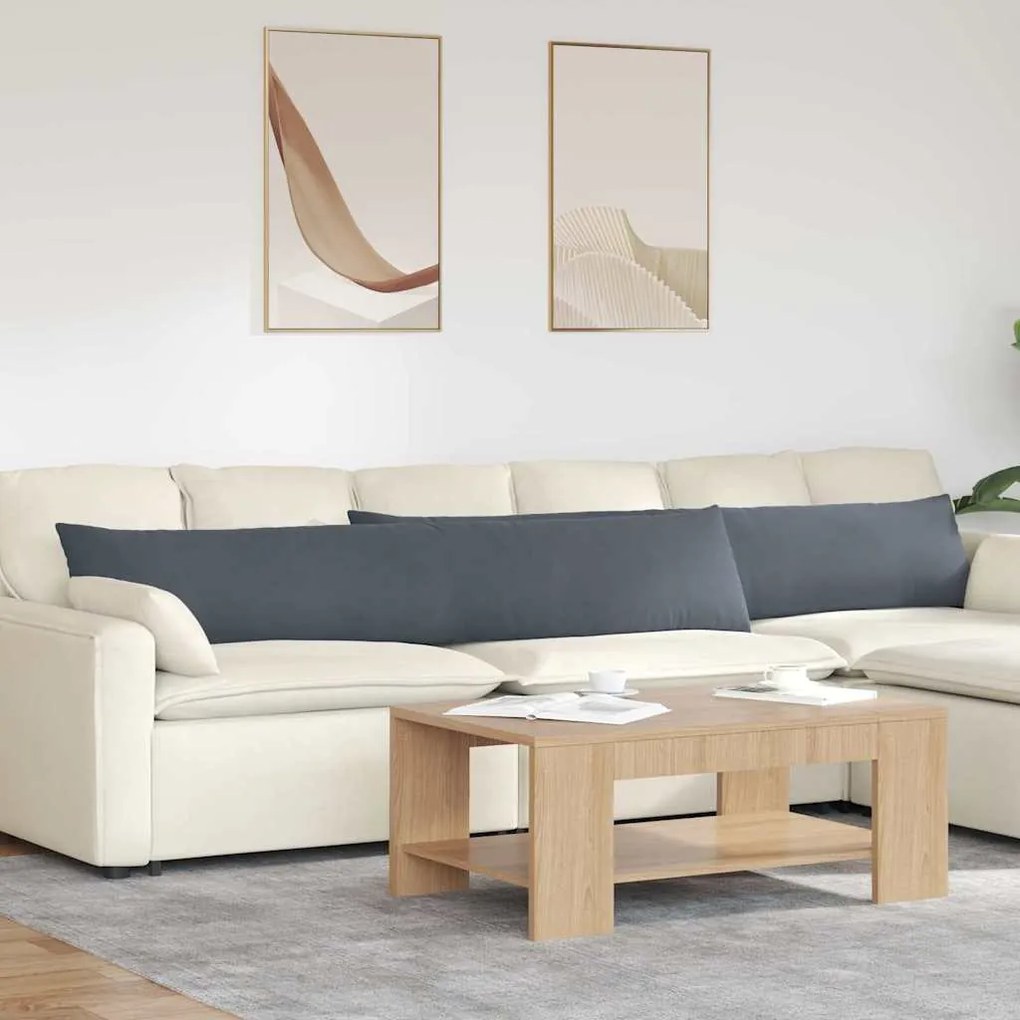 vidaXL Travesseiros de Sofá 2 pcs Cinza Escuro 200 x 40 cm