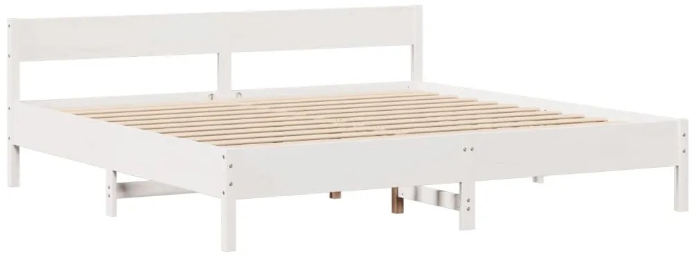 Cama sem colchão 200x200 cm madeira de pinho maciça branco