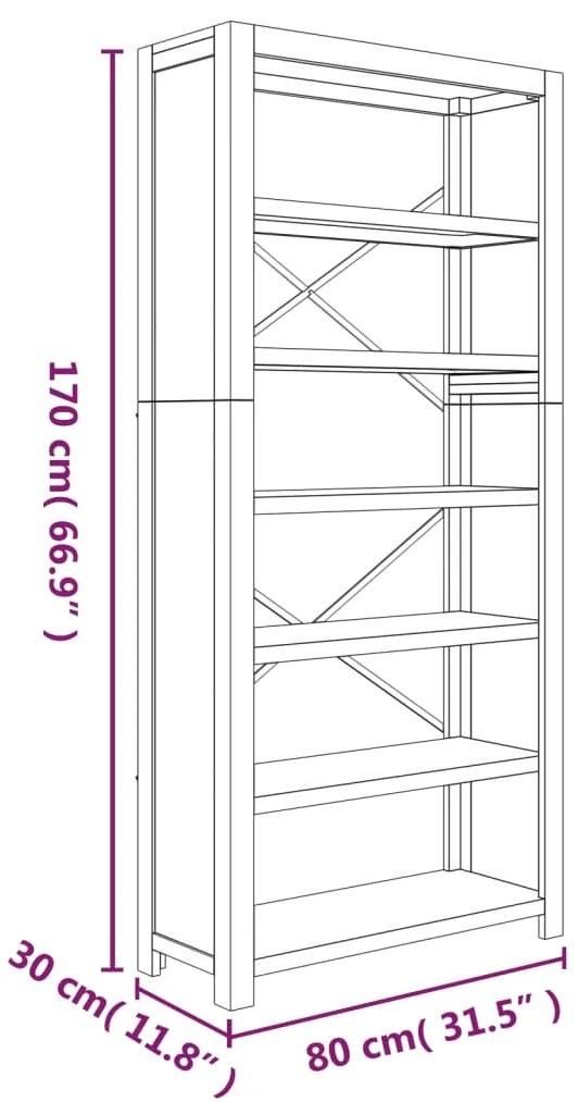 Estante com 6 prateleiras 80x30x170 cm madeira de acácia maciça