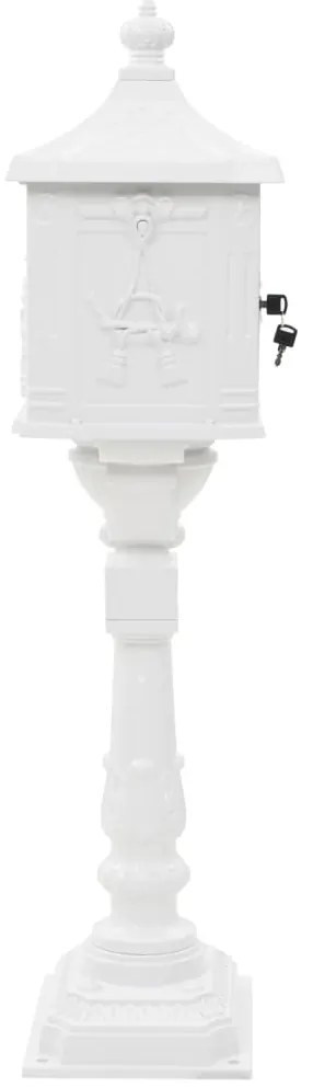 Caixa correio pedestal vintage alumínio inoxidável branco