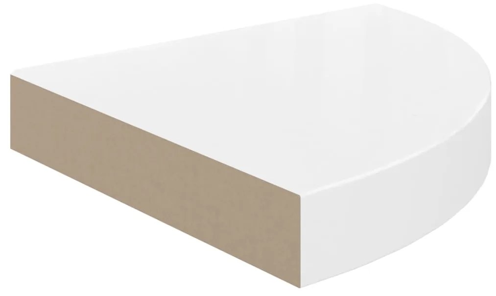 Prateleira de canto suspensa 25x25x3,8 cm MDF branco brilhante