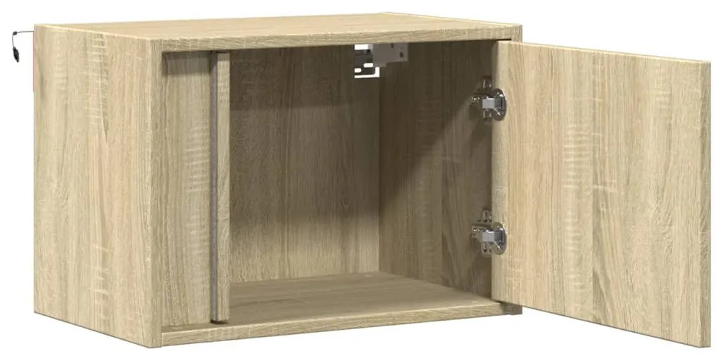 Mesas de cabeceira de parede com luzes LED 2pcs carvalho sonoma