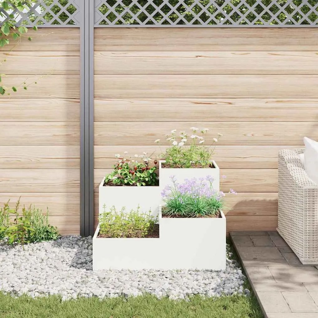 Jardineira vidaXL 80x80x60 cm Aço Branco