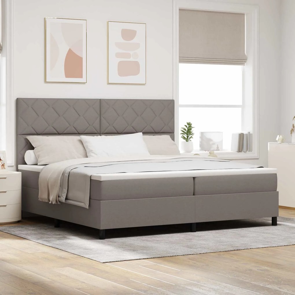 vidaXL Cama Box com colchão Cinzento-acastanhado 200 x 200 cm tecido