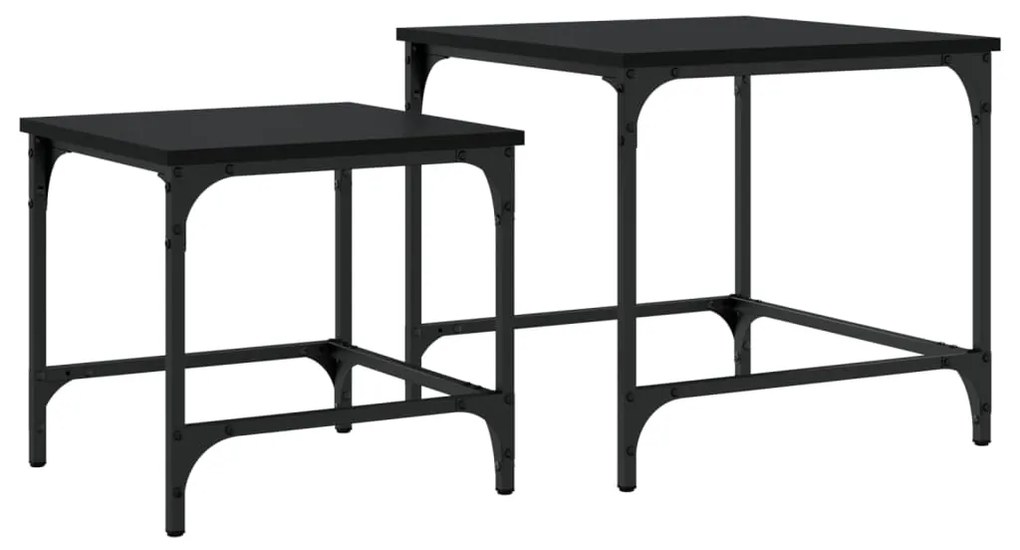 Mesas de centro de encastrar 2 pcs derivados de madeira preto