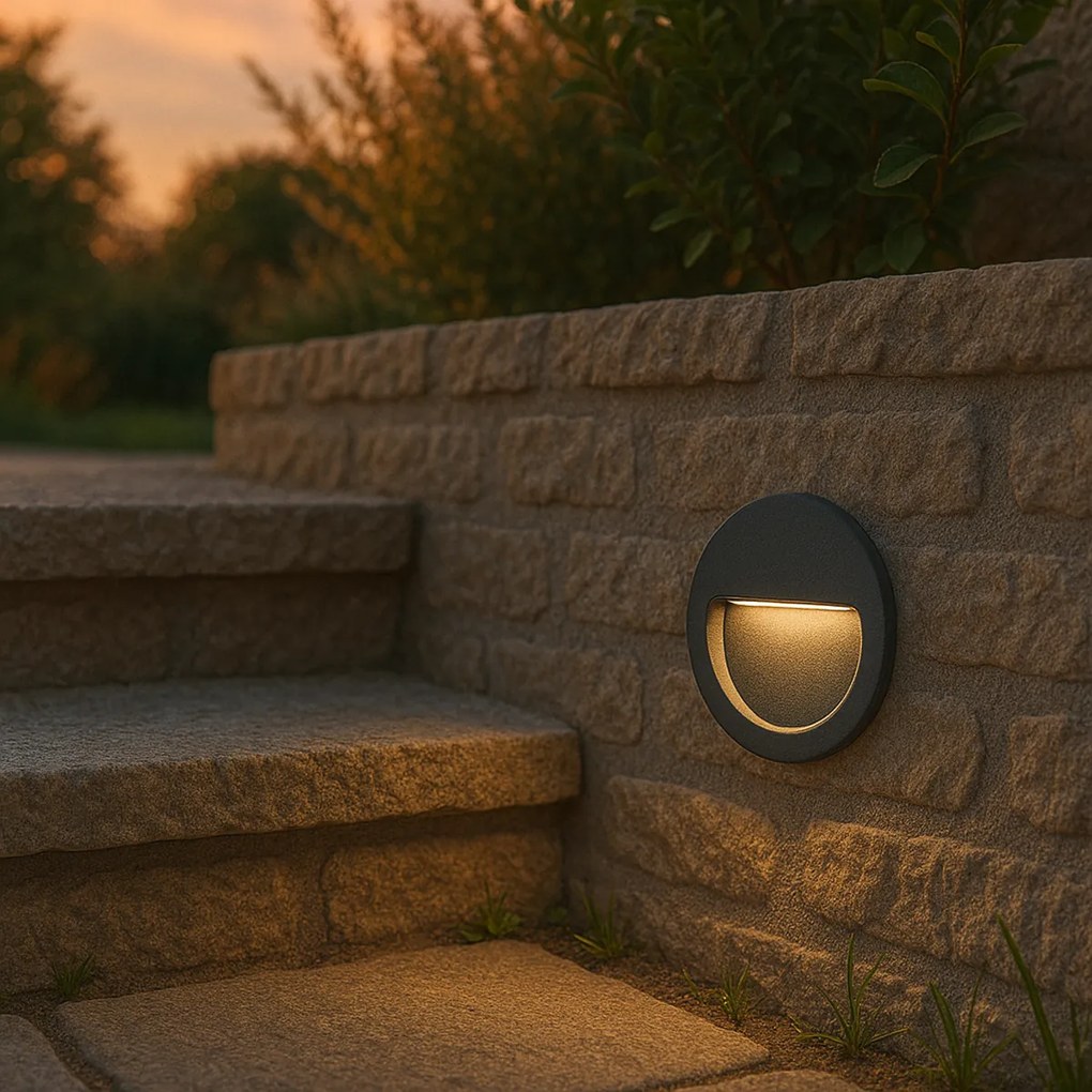Aplique de Parede Embutido Moderno Preto incl. LED IP65 - Gem