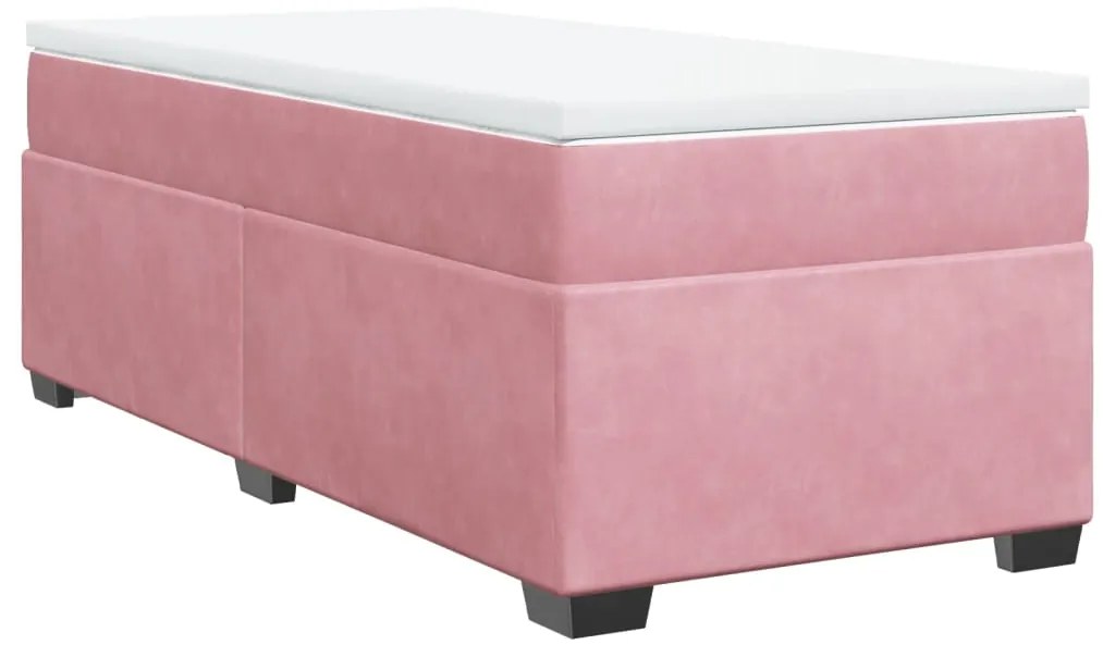 Cama com molas/colchão 90x200 cm veludo rosa