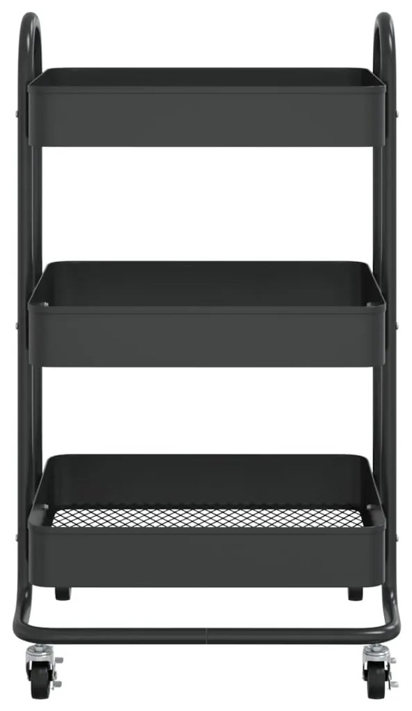 Carrinho com 3 prateleiras 46x34x79 cm aço preto