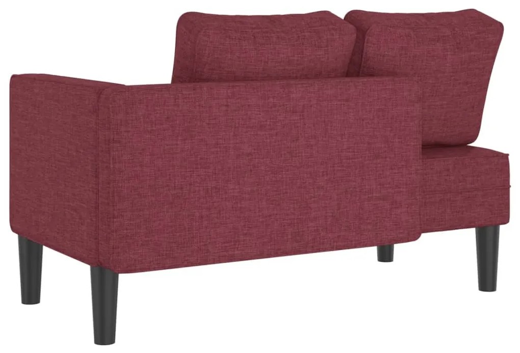 Chaise longue com almofadões tecido vermelho tinto