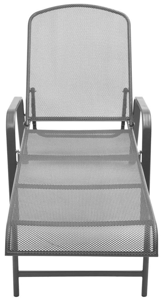 Espreguiçadeiras com mesa 2 pcs aço antracite
