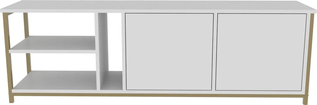 Móvel TV Primrose – Branco e Dourado – 160 cm x 35,3 cm x 50,8 cm