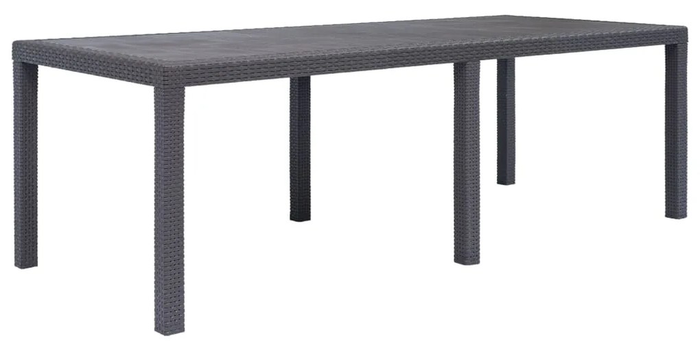 45609 vidaXL Mesa de jardim 220x90x72cm plástico castanho com aspeto de vime
