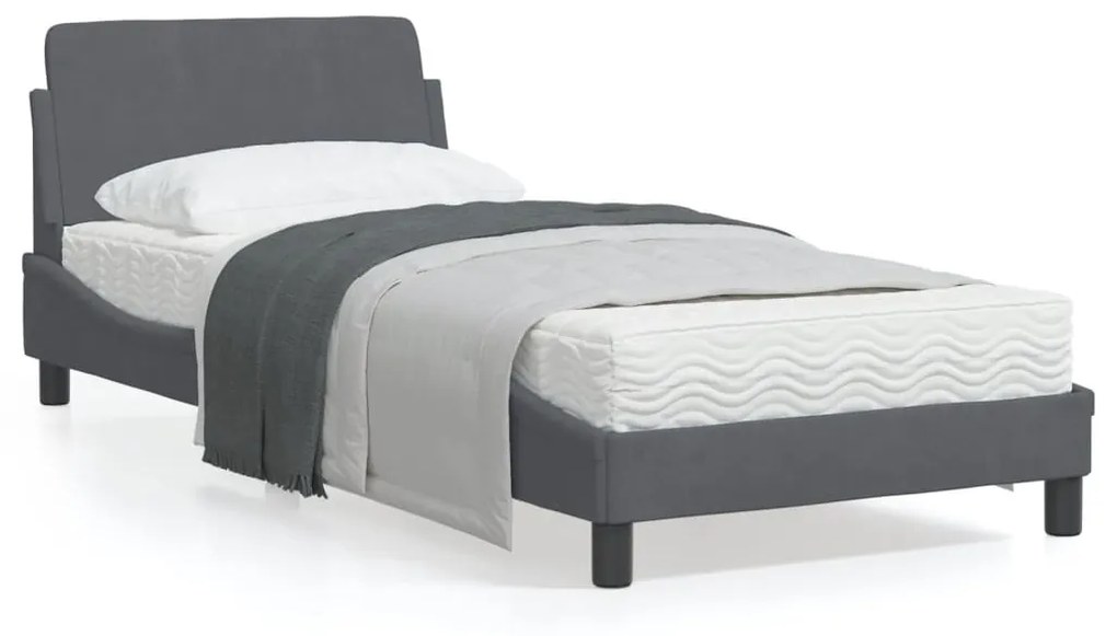 vidaXL Estrutura de cama Dover 90x200 cm veludo cinzento-escuro