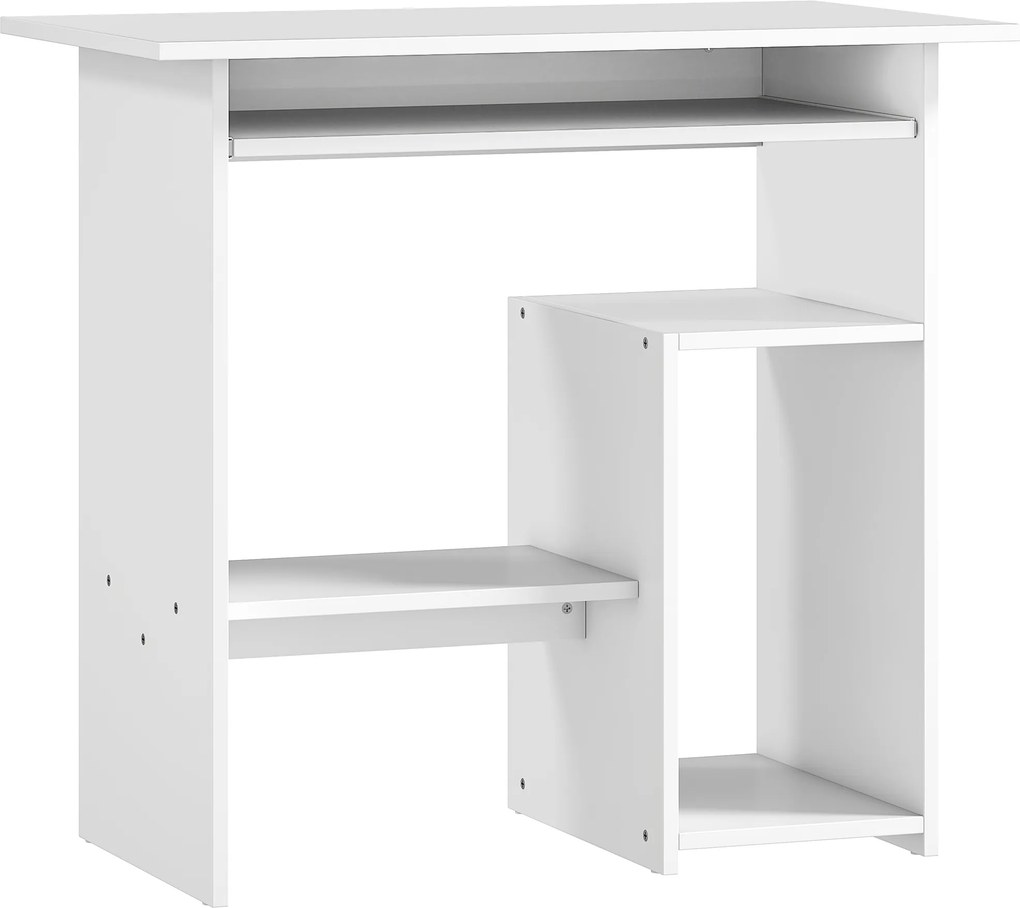 HOMCOM Mesa de computador, mesa de escritório, painel de partículas, metal, 80 x 45 x 75 cm, branco | Aosom Portugal