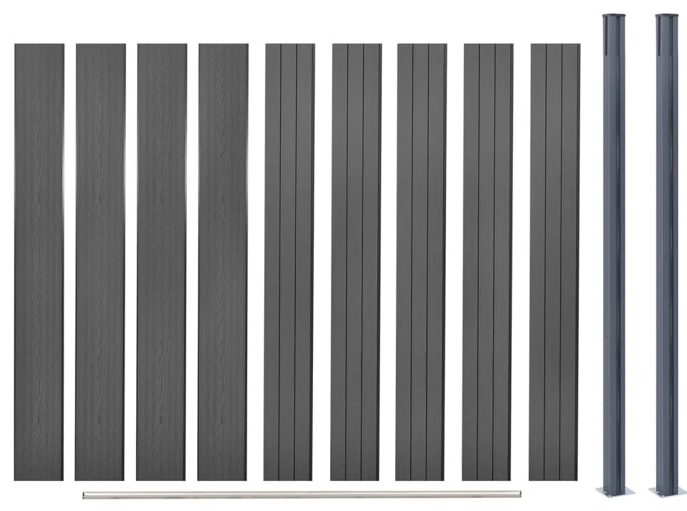 Conjunto de painéis de vedação 180x186 cm WPC cinzento