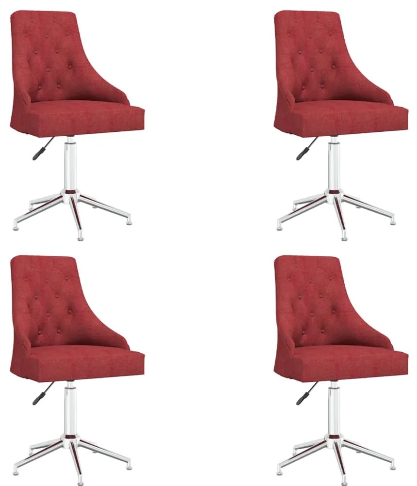 vidaXL Cadeiras de jantar giratórias 4 pcs tecido vermelho tinto