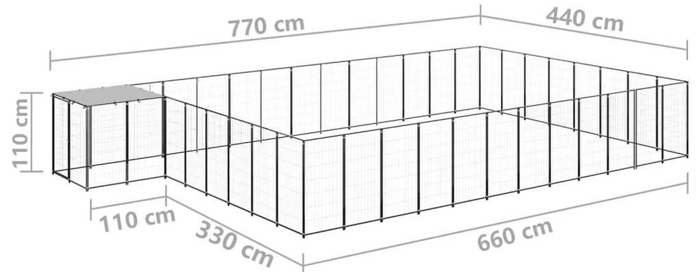 Canil 30,25 m² aço preto