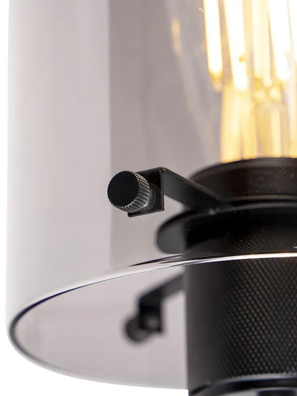 Candeeiro de parede design preto com vidro fumê - Dome Design