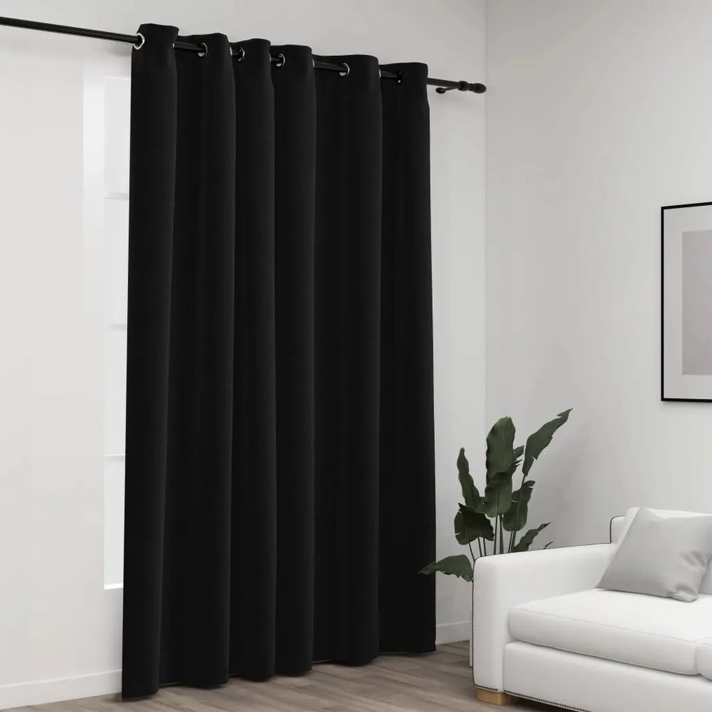 321163 vidaXL Cortina opaca aspeto de linho com ilhós 290x245 cm antracite