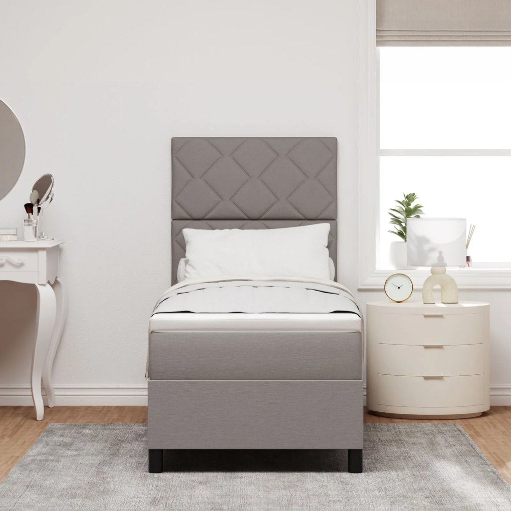 Cama Box Spring com Colchão Taupe 80x200 cm Tecido