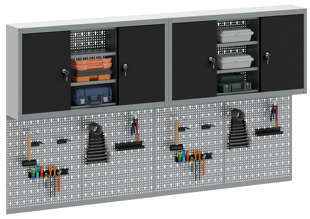 Conjunto de Armário e Painel de Ferramentas VidaXL com 4 Peças Montado