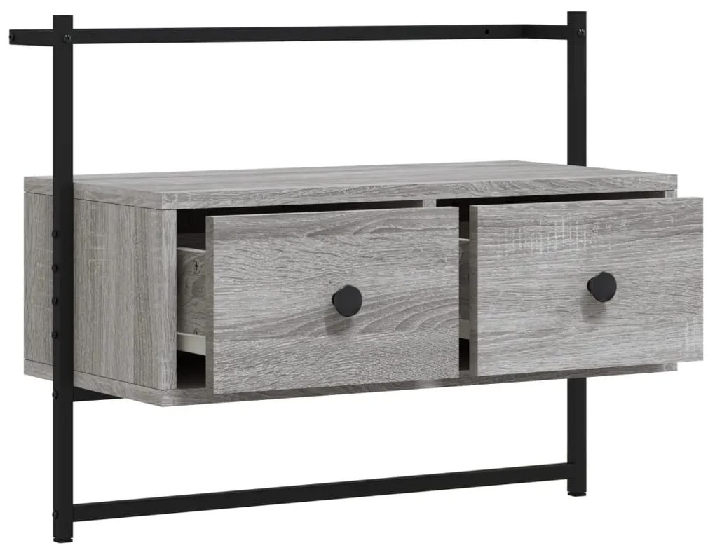 Móvel TV de parede 60,5x30x51 cm deriv. madeira cinzento sonoma