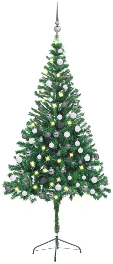 3077661 vidaXL Árvore de Natal artificial c/ luzes LED e bolas 180cm 564 ramos