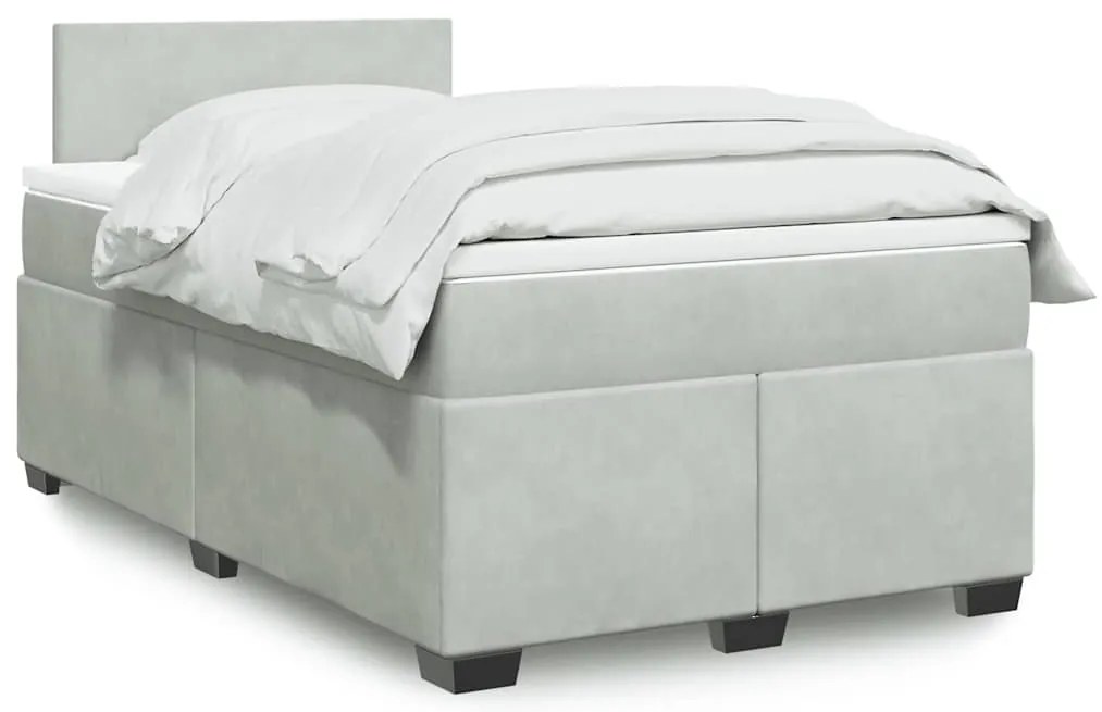 Cama boxspring com colchão 120x190 cm veludo cinzento-claro