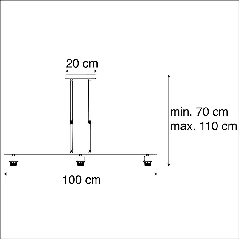 Candeeiro suspenso preto sem sombra - Combi 3 Deluxe Moderno