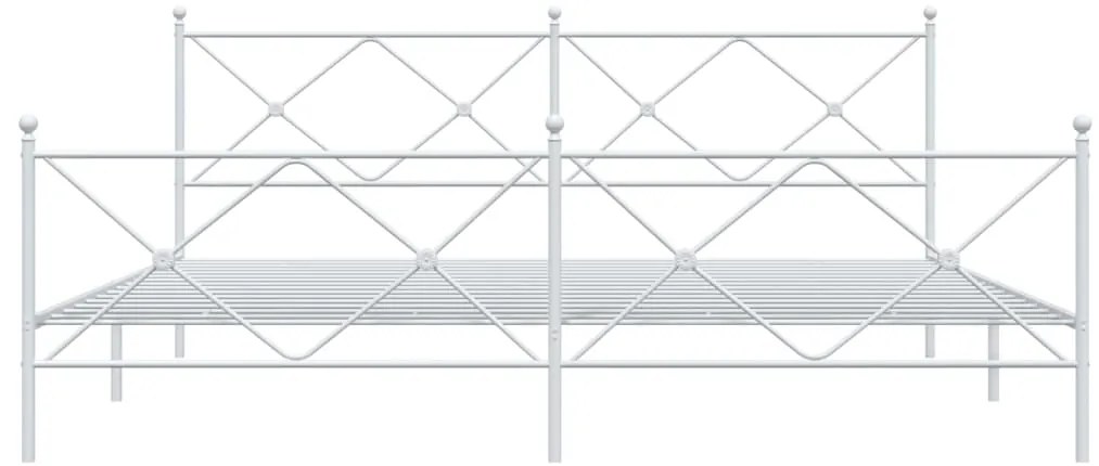 Estrutura de cama com cabeceira e pés 200x200 cm metal branco