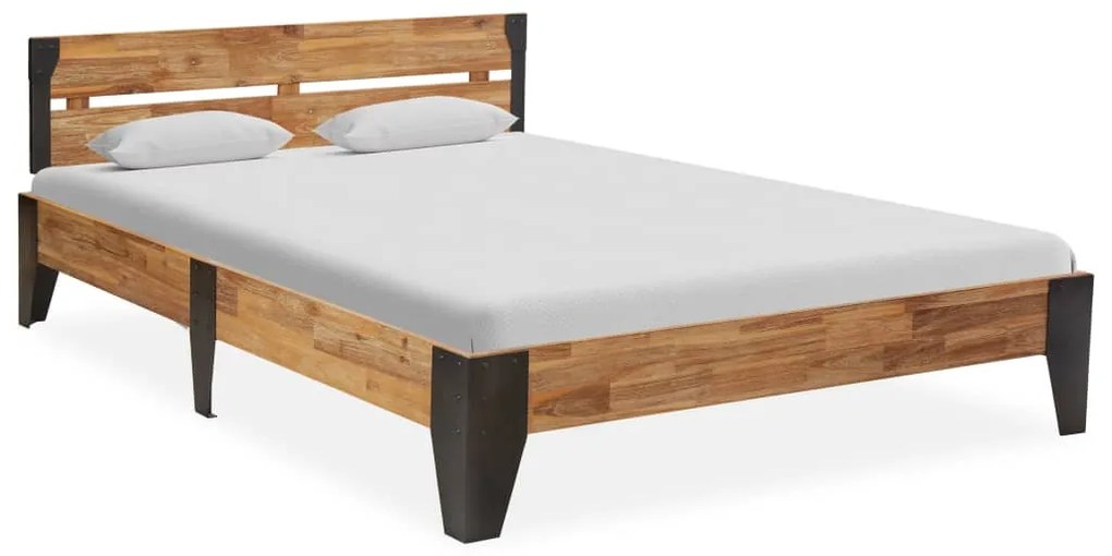 vidaXL Estrutura de cama 120x200 cm acácia maciça acabamento escovado