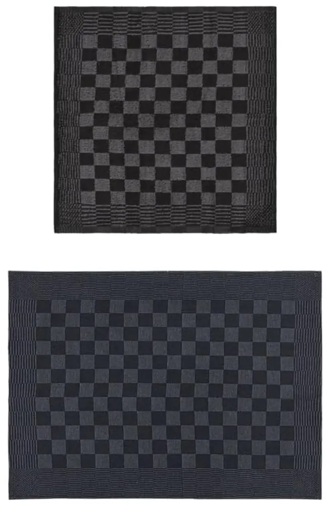 Conjunto de panos de cozinha 10 pcs algodão preto e cinzento