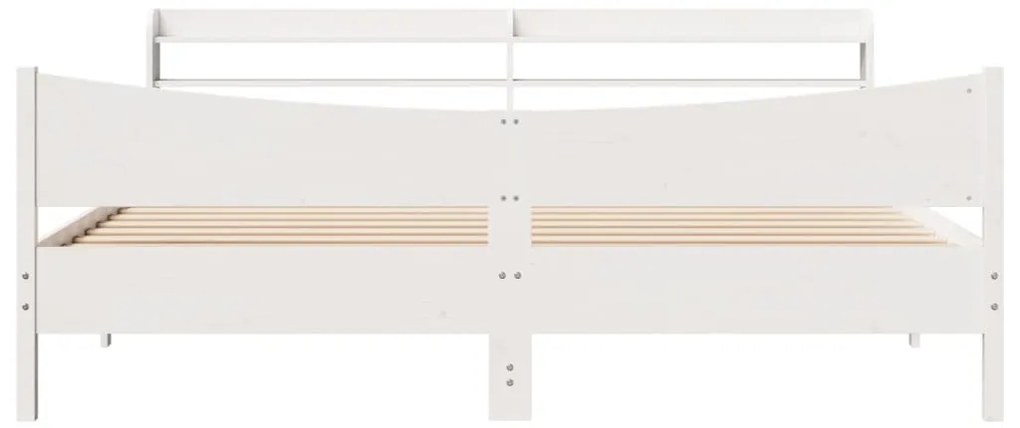 Estrutura de cama com cabeceira 200x200 cm pinho maciço branco