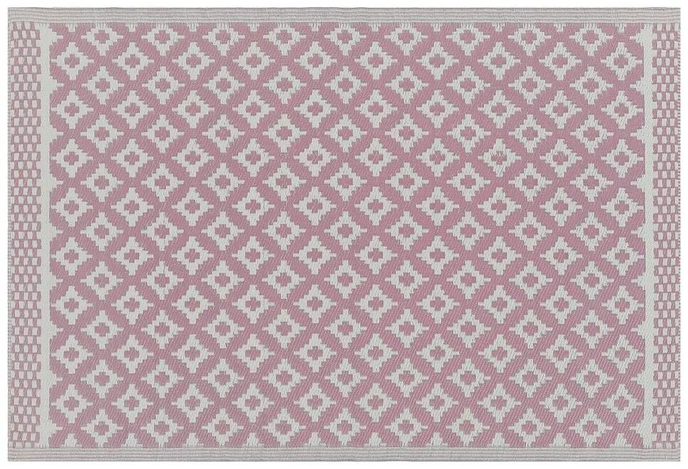 Tapete de exterior 120 x 180 cm padrão geométrico rosa THANE Beliani