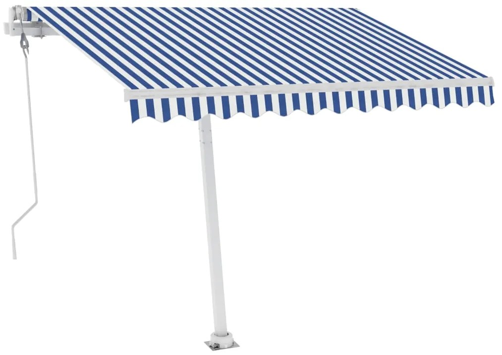 Toldo automático independente 350x250 cm azul e branco