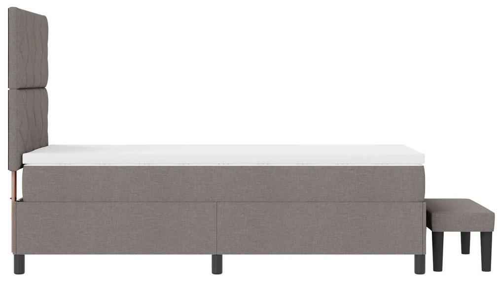 Cama Box Spring com Colchão & Banco Taupe 90x190 cm Tecido