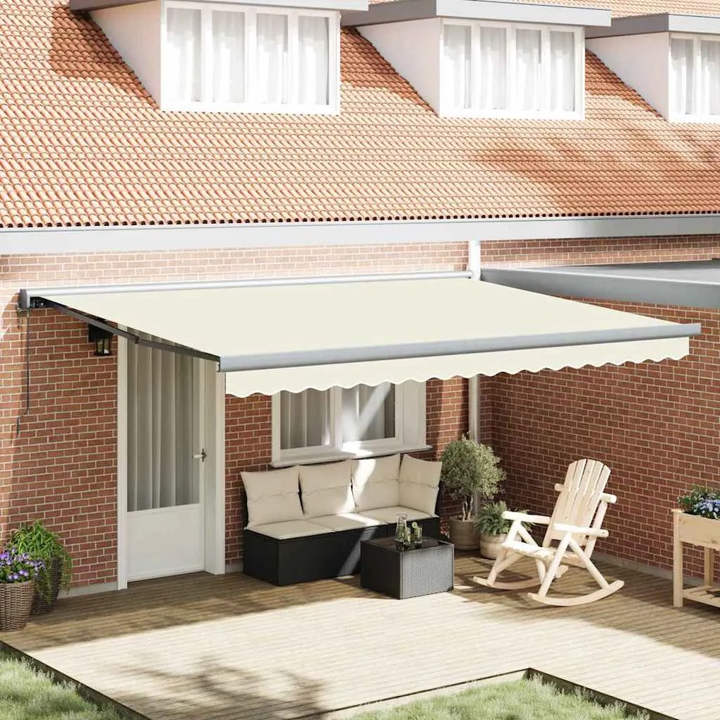 vidaXL Toldo Retrátil Automático Creme 450 x 300 cm