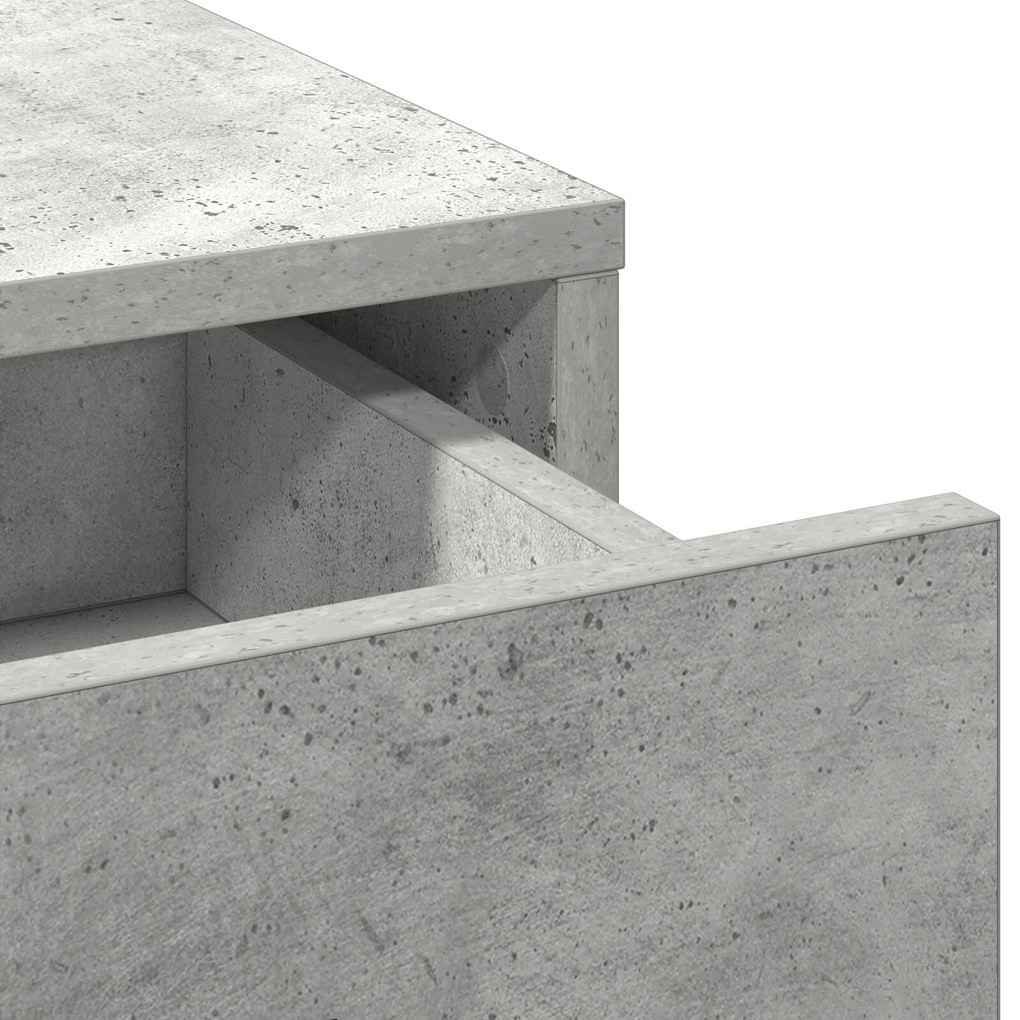 Conjunto de Mesa de Maquilhagem 3 Peças com LED Cinza Concreto Madeira