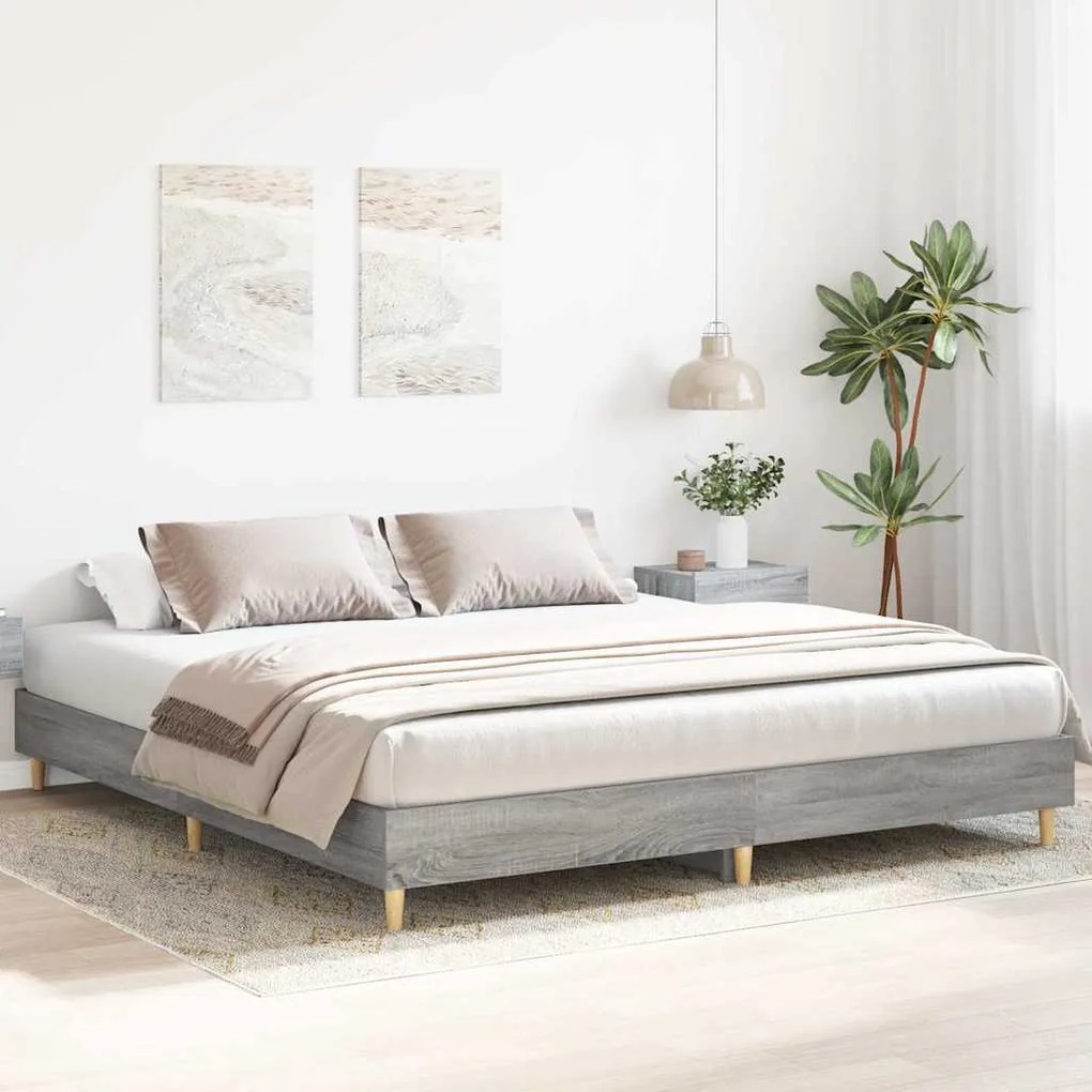 Estrutura de cama sem colchão 160x200 cm sonoma cinzento