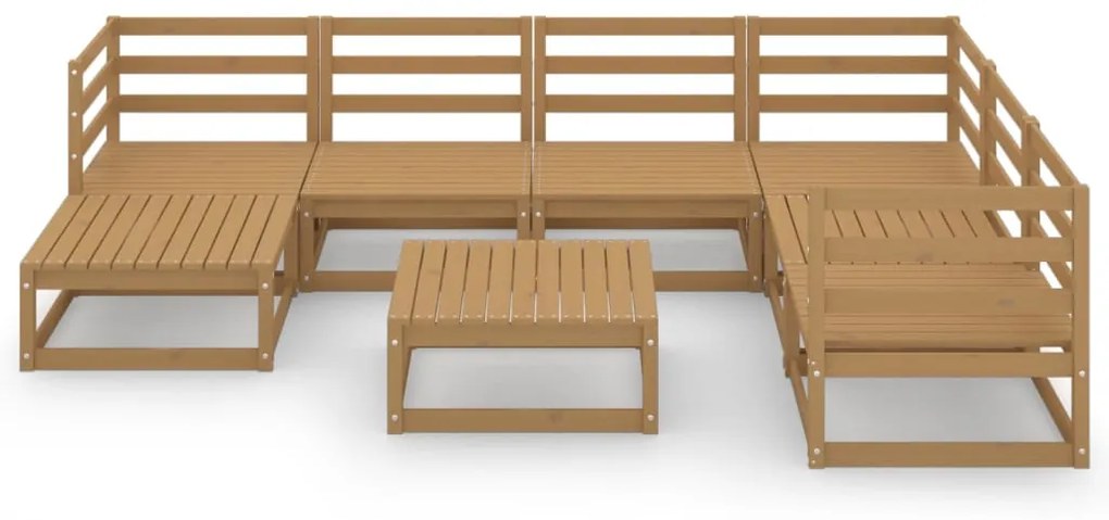 8 pcs conjunto lounge de jardim pinho sólido castanho mel