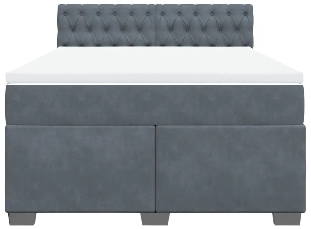 Cama com molas/colchão 160x200 cm veludo cinzento-escuro