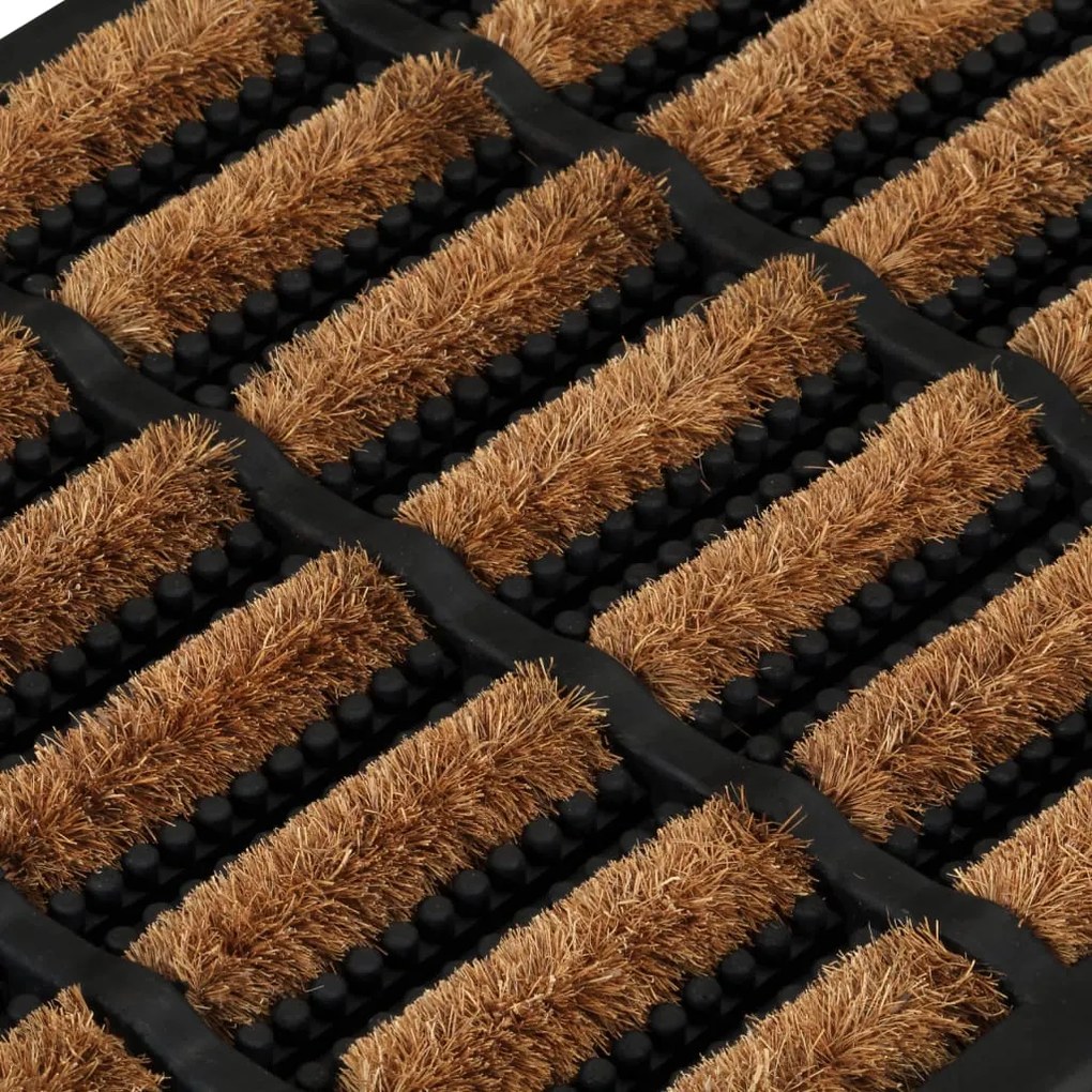 Tapete de porta retangular 45x75 cm borracha e fibra de coco