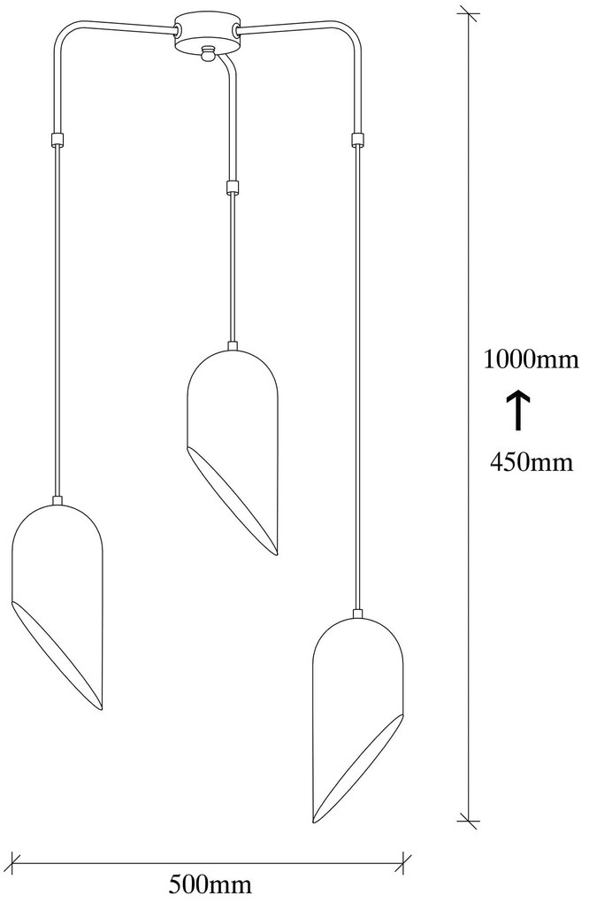 Candeeiro de Teto Kesik – Preto e Dourado – Diâmetro 52 cm, Altura 100